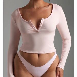 NWT My Outfit Online Air Sleep Henley Low V Shirt